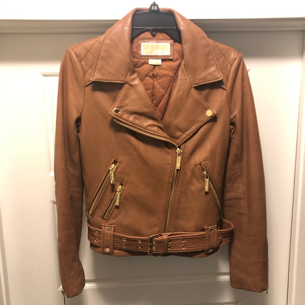 Michael Kors 100% Leather Jacket Luggage Brown